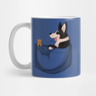 Black Pocket Corgi Mug